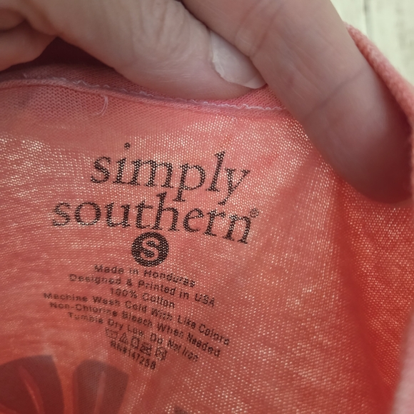 NWT Simply Southern Long Sleeve Tee - Coral and Purple - Picture 6 of 6